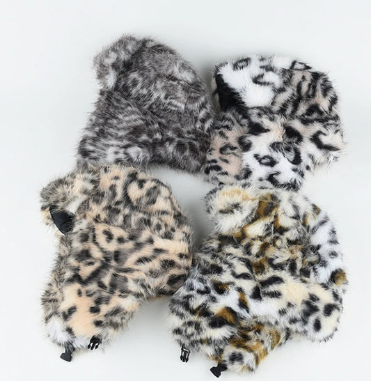 Jaguar Pattern Fur Head Wear Warm for Winter