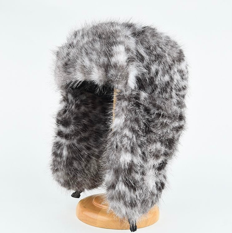 Jaguar Pattern Fur Head Wear Warm for Winter