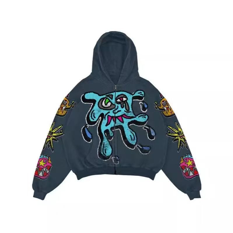 Blue Monster Graffiti Hoodie