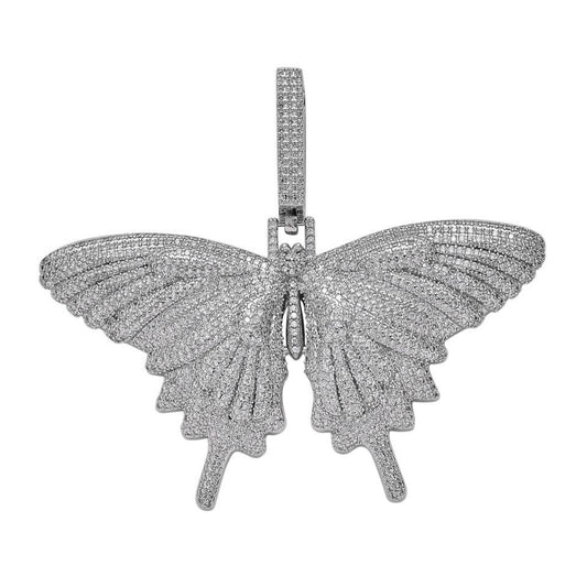 Realistic Butterfly set diamond pendant