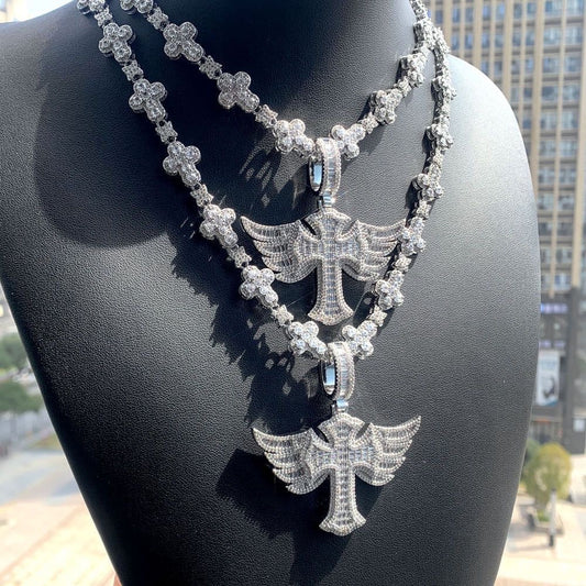 Cross Wings Diamond Chain with Pendant